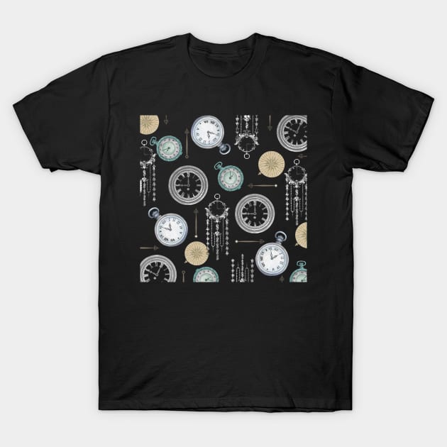 vintage clock pattern T-Shirt by Yenz4289